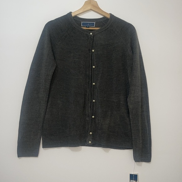 Karen Scott Women's Pearlized Button Crewneck Cardigan Sweater Heather Gray NWT - Picture 4 of 11